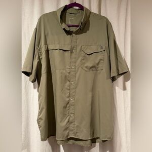 HUK Men's Green Button Down Fishing Shirt